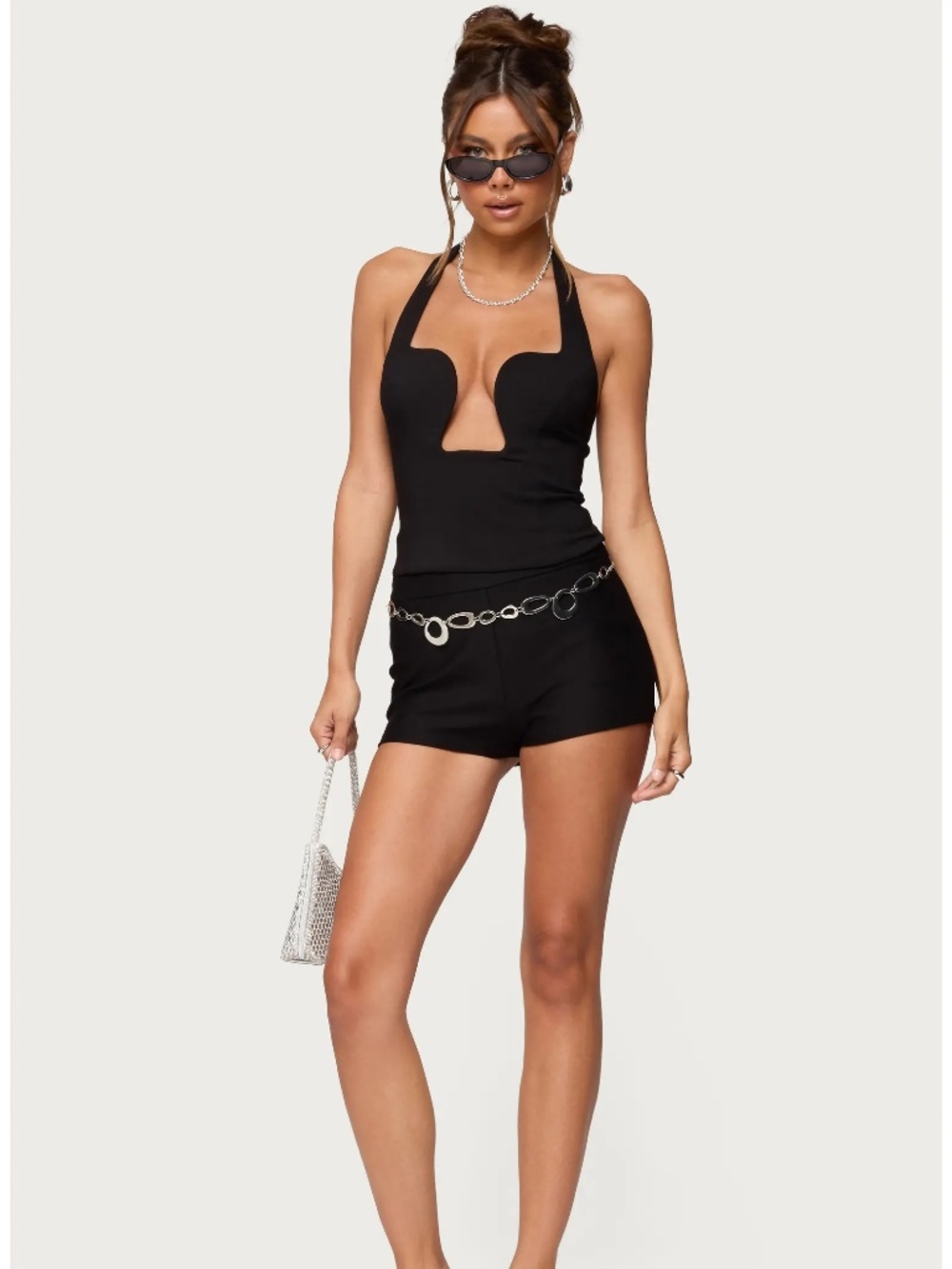 Edikted Black Lavilla High Waist Micro Shorts | Size Small (S)